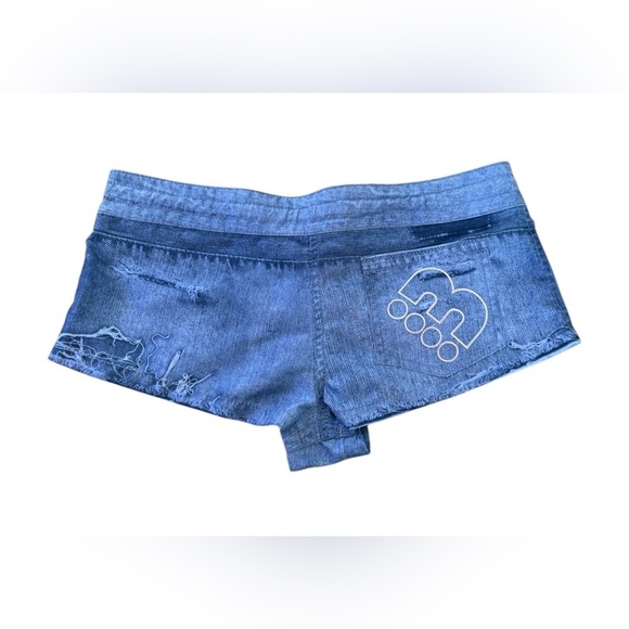 NWOT, Bench, Printed Denim Shorts, XS, Blue - Picture 7 of 8